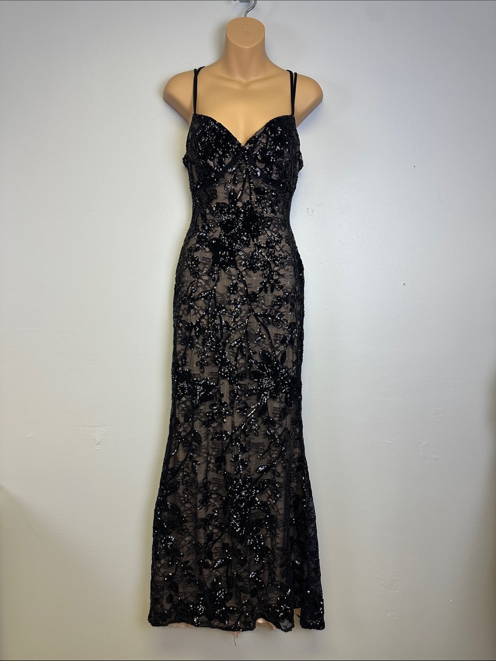 Windsor Black Sequin Lace Maxi Dress